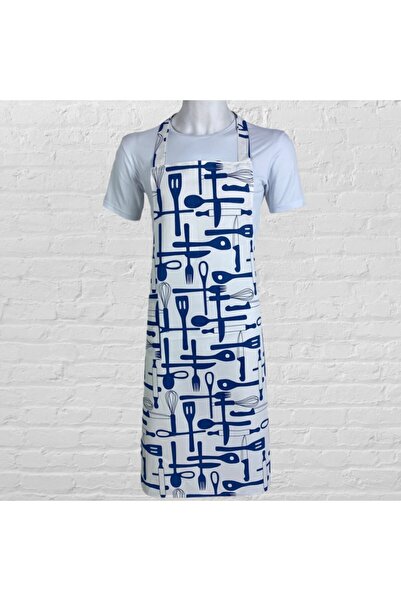 isinigiy مريلة مطبخ باللون الأبيض والأزرق