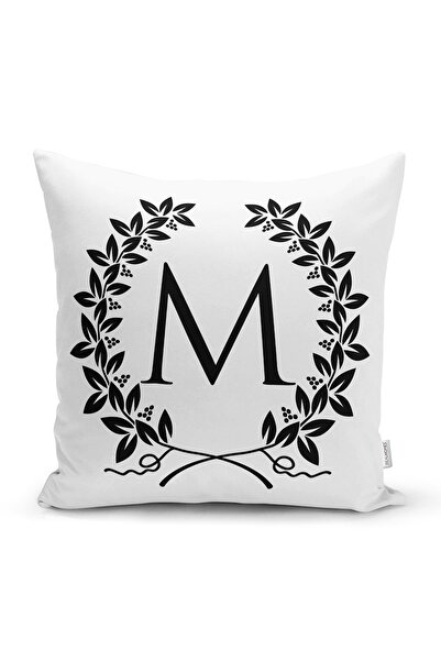 Realhomes غطاء وسادة مطبوع رقميًا بتصميم مخصص باللونين الأبيض والأسود على شكل...