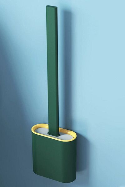 Buffer Soft Silicone Head - Wall Mounted Toilet Brush Set with Lid