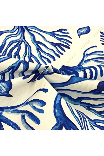 SUZANİ Lacivert Büyük Mercan Desenli Kumaş Kms-0722