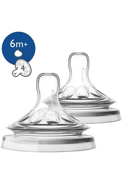 Philips Avent 6m+ 2-pIece Dense Threaded Bottle NIpple - Y for Cut Food Scf046/27