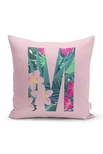 Realhomes Roz Floor Tropical Leaf Litera M Design special Husă de pernă cu im...