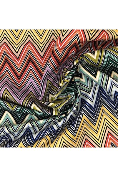 SUZANİ Canlı Renk Geçişli Zigzag Desenli Kumaş Kms-0937