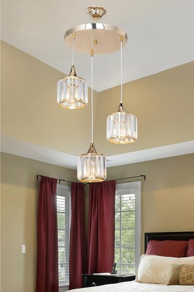 MANO Belluci 3-Piece Crystal Gold Dining Room Living Room Living Room Kitchen Bedroom Chandelier