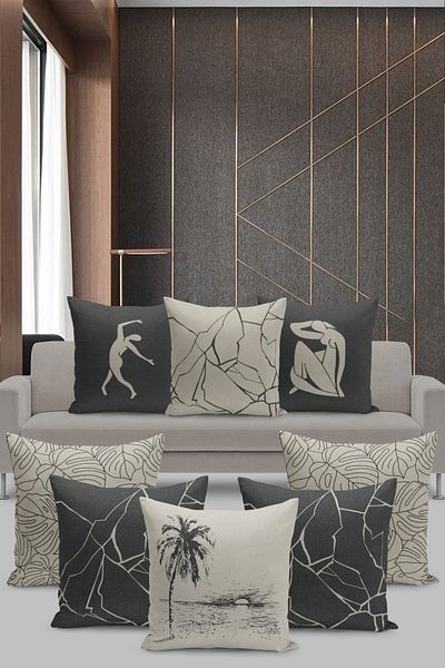 Filamente Set de huse de pernă 8 bucăți din tweed de in Vedere de fundal (țesătură MIKROPETEK DE ÎNALTĂ CALITATE)