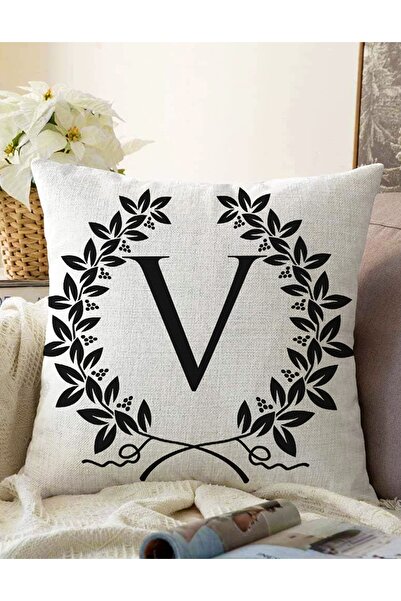 Realhomes Çift Taraflı Siyah Beyaz Çelenkli Z Harfi Özel Tasarım Dijital Bask...