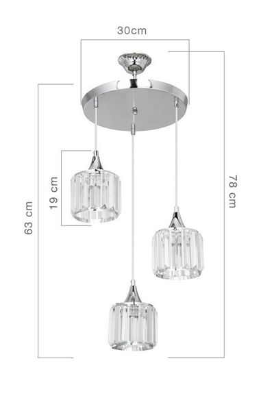 MANO Belluci 3-Piece Chrome Crystal Dining Room Living Room Living Room Kitchen Bedroom Chandelier