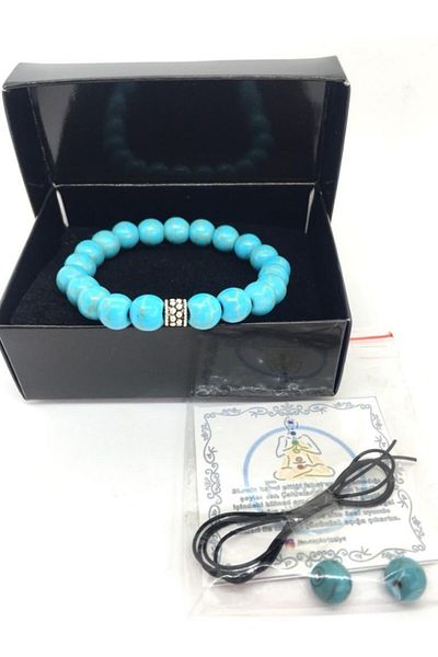 Ermap Turquoise Turquoise Stone Natural Stone Bracelet Large and Xlarge Size (18-23 Cm)