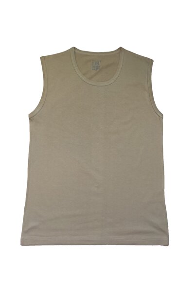 Raf Coll Tricou fără mâneci tricotat de bază kaki deschis pentru bărbați