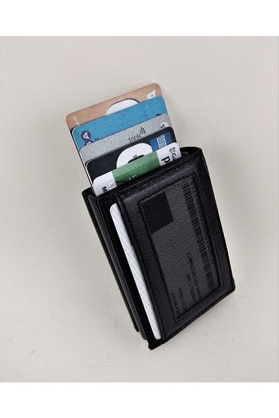 kar-bul Men's Black Automatic Mechanism Wallet