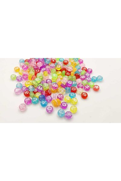 yiğit aksesuar Transparent Mixed Color 100 Pieces Flat Letter Beads
