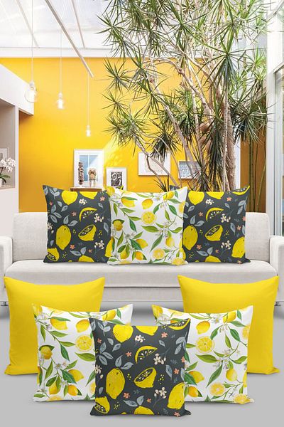 Filamente 8 Piece Throw Pillow Cover Set Lemon Shapes