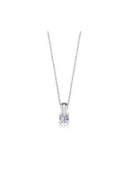 Mia Vento Mia Zirconia 0.60 Karat V Model Gümüş Tektaş Kolye Küpe Ikili Set