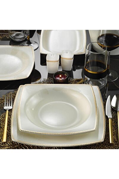 Kütahya Porselen Bone Mare 62 Parça 11372 Desenli Yemek Takımı