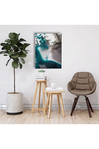 Desenlio Green White Canvas Painting