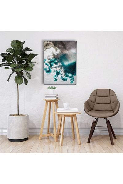 Desenlio Green White Canvas Painting