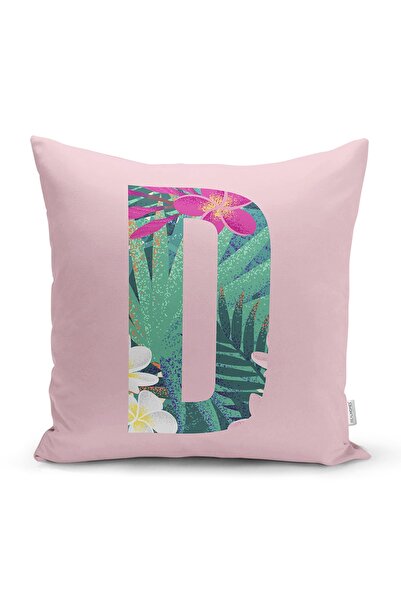 Realhomes Roz Floor Tropical Leaf Litera D Design special Husă de pernă cu im...