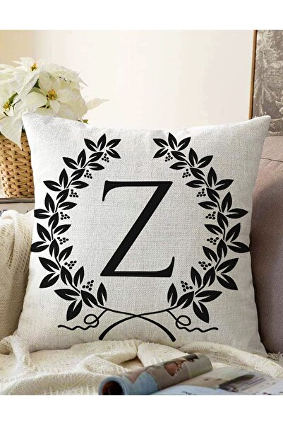 Realhomes Двосторонній чорно-білий вінок з літерою Z, спеціальний дизайн, цифровий друк, чохол для подушки Рашель