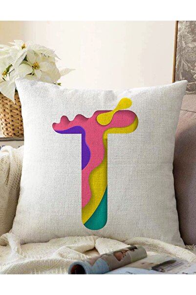 Realhomes Cu două fețe, fundal alb, litera T colorată, design special, imprim...