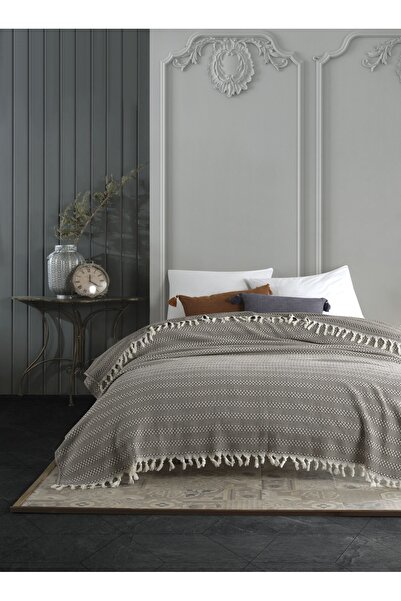 Lux Touch Azure Vizon Двоспальний комплект постільної білизни - 200x230 см, бавовняна тканина, покривало з бахромою