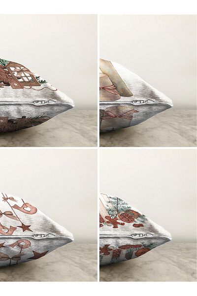 Realhomes Set de huse de pernă tricotate Raschel, 4 bucăți, design special, lumânare decorativă, design ornamental