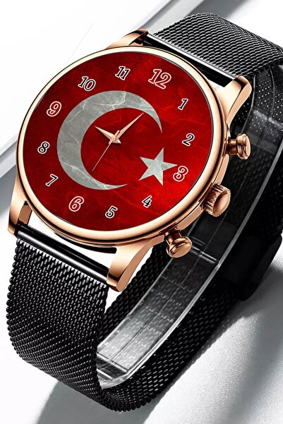 Kubbehan Erkek Kol Saati Ay Yıldız Tasarımlı  Kol Saati