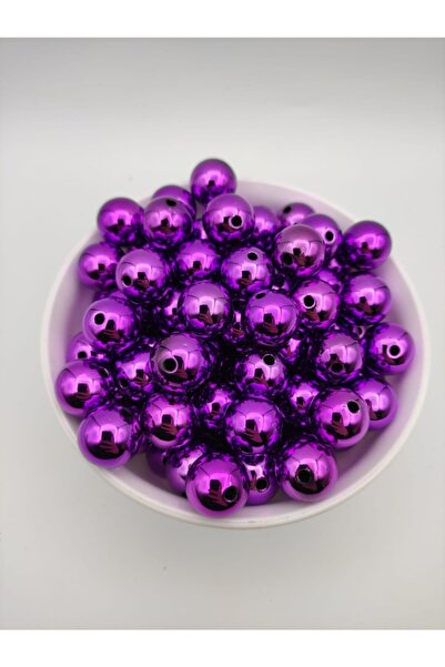 Hedef Bijuteri 100 جرام 16 ملم لون بنفسجي معدني، خرز