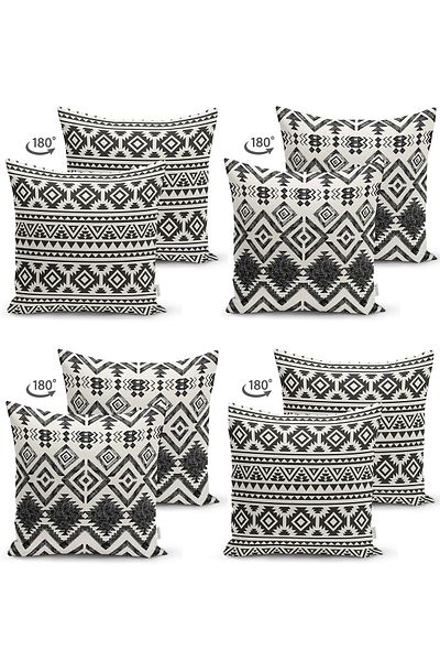 Realhomes Set de huse de perne din piele întoarsă, 4 piese, design special, cu motiv scandinav, imprimat digital
