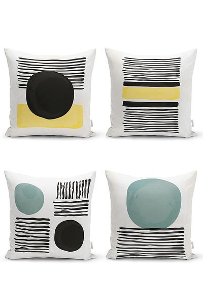 Realhomes Set de huse de pernă cu design special din 4 piese, imprimat digital, modern