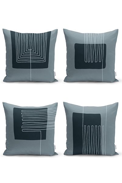 Realhomes Set de huse de pernă, 4 piese, colorate de fum deschis, imprimate digital, cu desen Onedraw