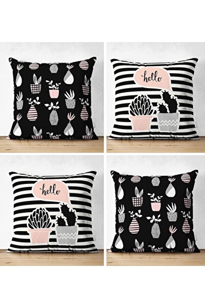 Realhomes 4-Piece Double Sided Flowers in Pot Special Design Digital Printed ...