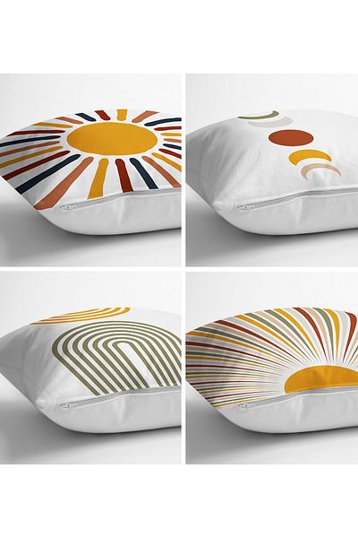 Realhomes Set de huse de pernă, 4 piese Sunrise, cu design special, imprimat digital, modern