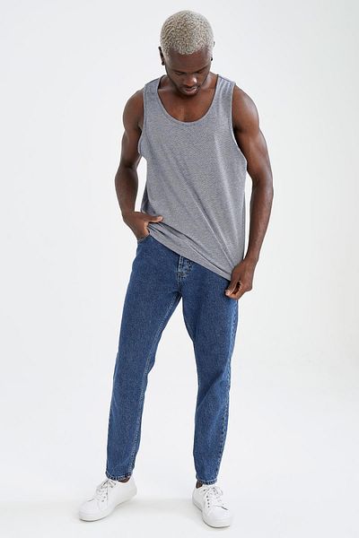 DeFacto Ανδρικό Navy Blue Regular Fit Basic Singlet T8405AZ21SM