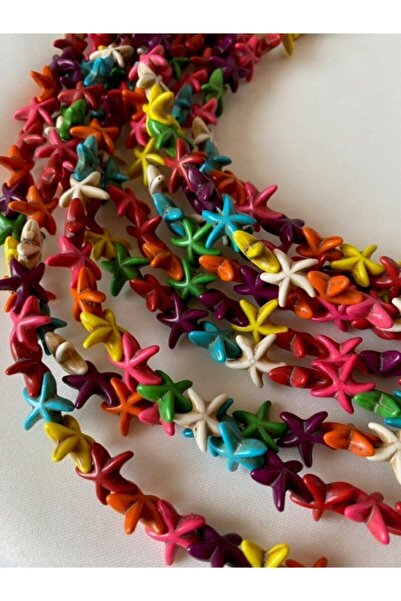 Prestij Boncuk Aren نجم البحر الملون المختلط / سلسلة الحجر الطبيعي على شكل نج...