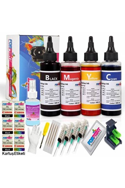 FORPRİNT Canon E404/e414/e464/e484 Uyumlu Kartuş Dolum Mürekkebi 4x100ml
