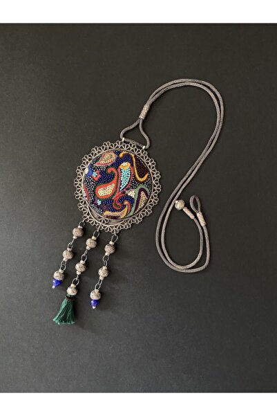 8K TASARIM Özel Tasarım Kazaziye Telkari Suzeni El Sanatı Gümüş Kolye