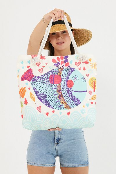 Çantacımstore Γυναικεία υφασμάτινη τσάντα Fish σχέδιο