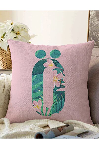 Realhomes Husă de pernă Raschel cu două fețe, podea roz, frunze tropicale, li...
