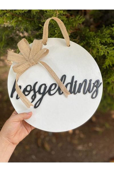 Pembe Ağaç Tasarım Atölyesi Welcome Door Ornament-Ξύλινο Στολίδι Πόρτας-Καλώς ήρθατε