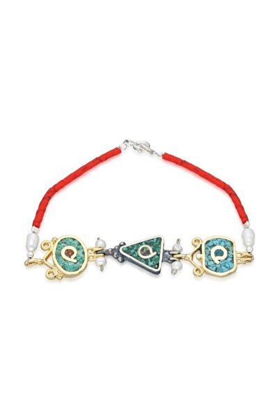 Aykat Mozaik Işlemeli Otantik Gümüş Taşlı Bilekliği 925 Ayar Blk-299