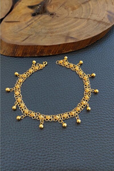 Aykat Altın Rengi Yaldızlı Kişniş Gümüş Halhal Kadın Halhal Seyrek Top Sallan...