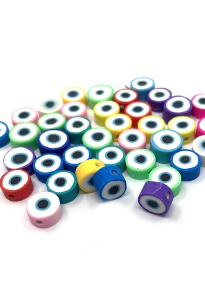 Tahtakaledeyim 20 قطعة 10 مم خرز عين الشر المختلط خرز بوليمر كلاي فيمو
