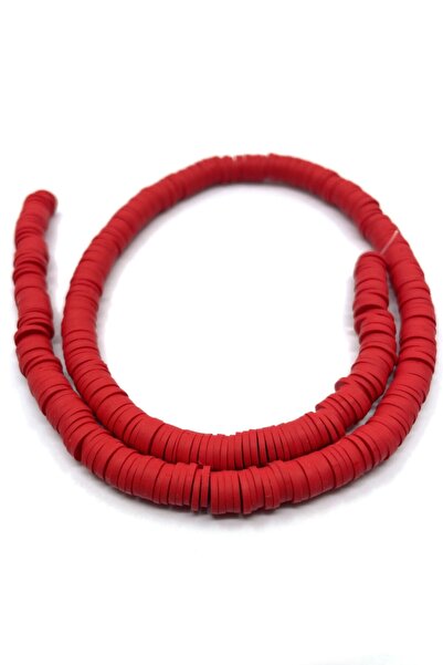 Tahtakaledeyim خرز فيمو 6 مم لون أحمر، مادة مجوهرات