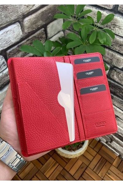 GUARD Red Unisex Leather Wallet - With Phone Port