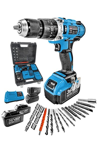 Anadolu Strong Ans1054-m Profesyonel Darbeli Akülü Matkap Çift Akülü Metal Ma...