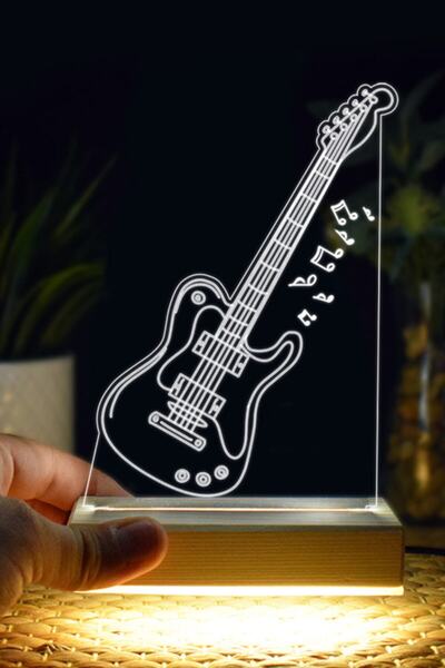 Genel Markalar Beyaz 3D Elektrogitar Tasarımlı LED Lamba, Modern ve Şık Dekor...
