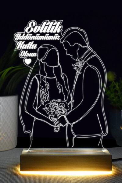 Genel Markalar 3D LED Lamba, Evlilik Yıldönümü İçin Şık Hediye, Beyaz Renk