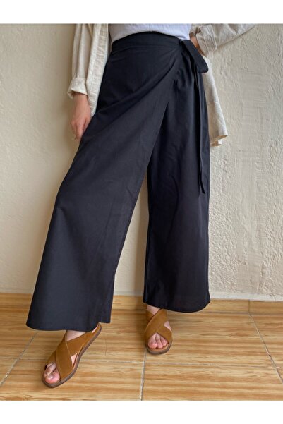 Motto Collection Siyah Keten Pantolon Etek