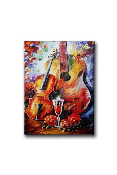 Desenlio Guitar Cello Oil Paint Canvas Print