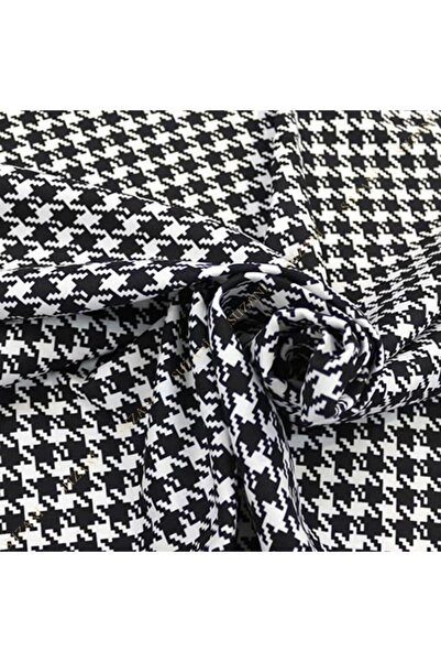 SUZANİ Siyah Beyaz Küçük Kazayağı Desenli Kumaş Kms-0011